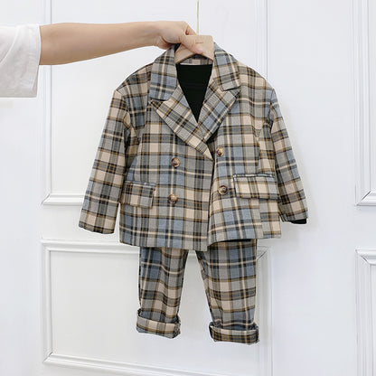 Plaid jacket and pants set