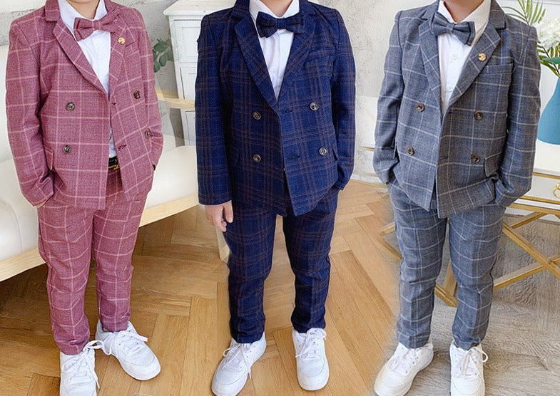 Children 3-piece double breasted suit with  Bow Tie included