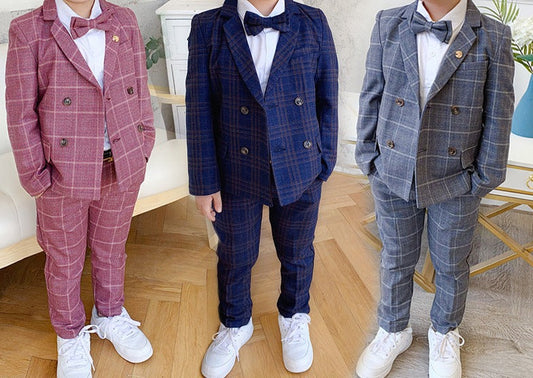 Children 3-piece double breasted suit with  Bow Tie included